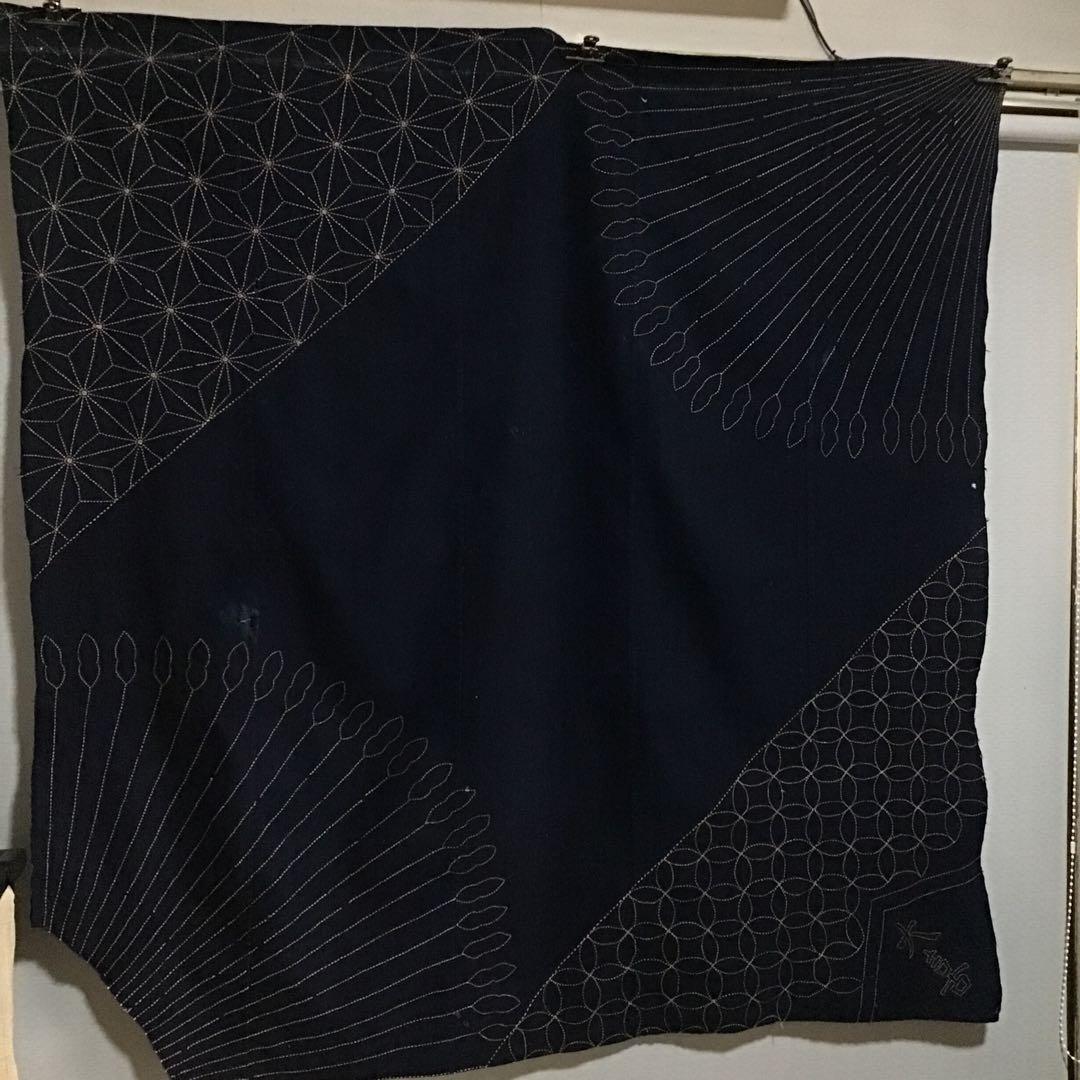 古布藍染め刺し子布地５巾難あり、２７