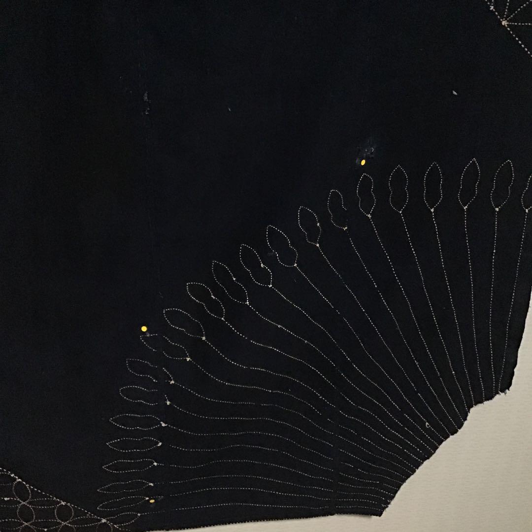 古布藍染め刺し子布地５巾難あり、２７