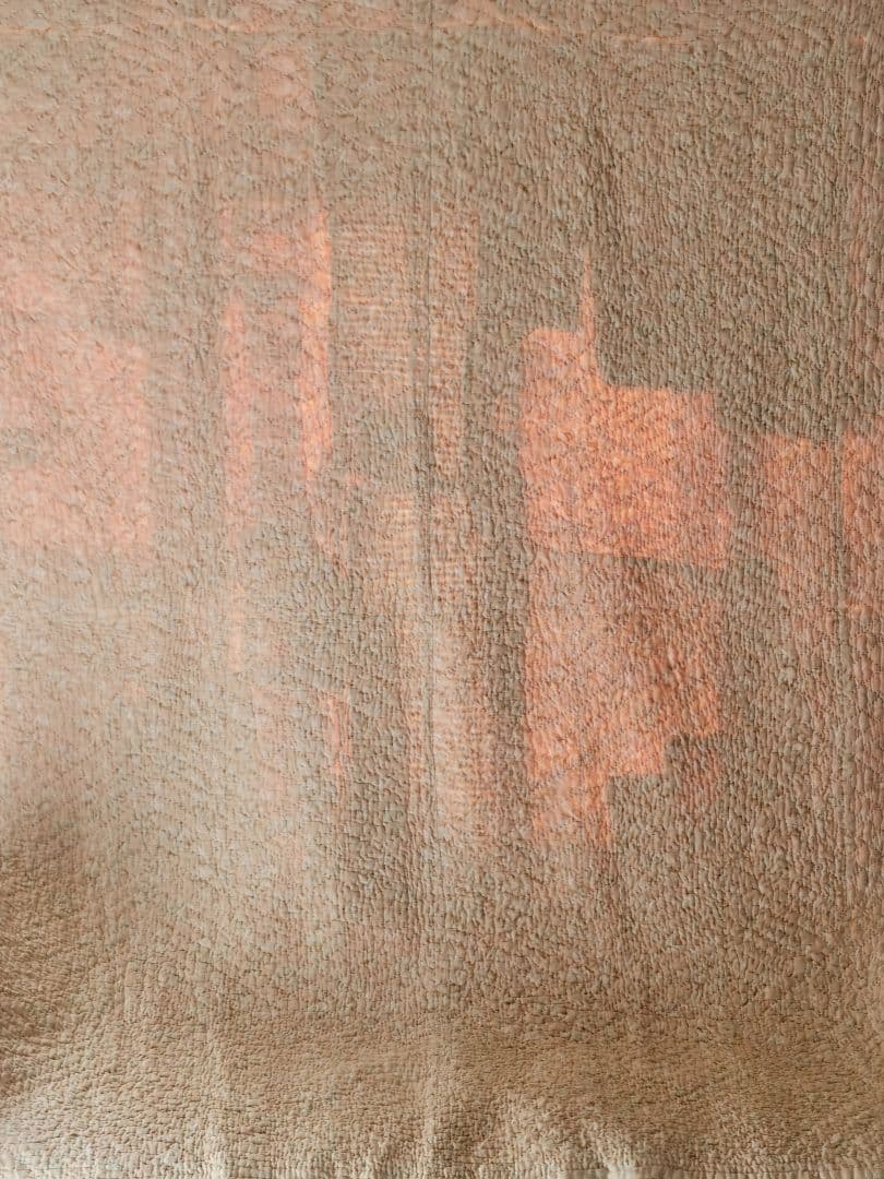 英国アンティーク ウェールズ/ダーラムキルト 肉厚ブティ風 ベージュボタニカル柄