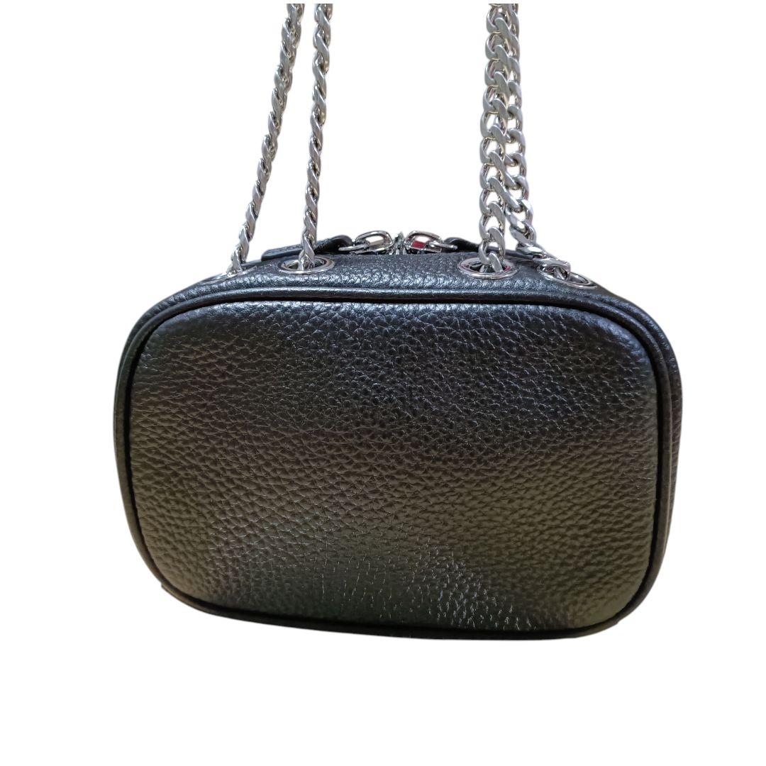 美品 ラコステ オリジンクロコ トップグレインレザースクエアショルダーバッグ