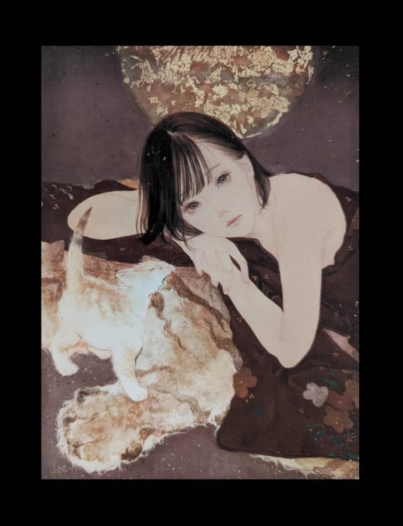 高久梓、「眈々と」、希少画集・額装画、日本製・新品額縁にて額装致します