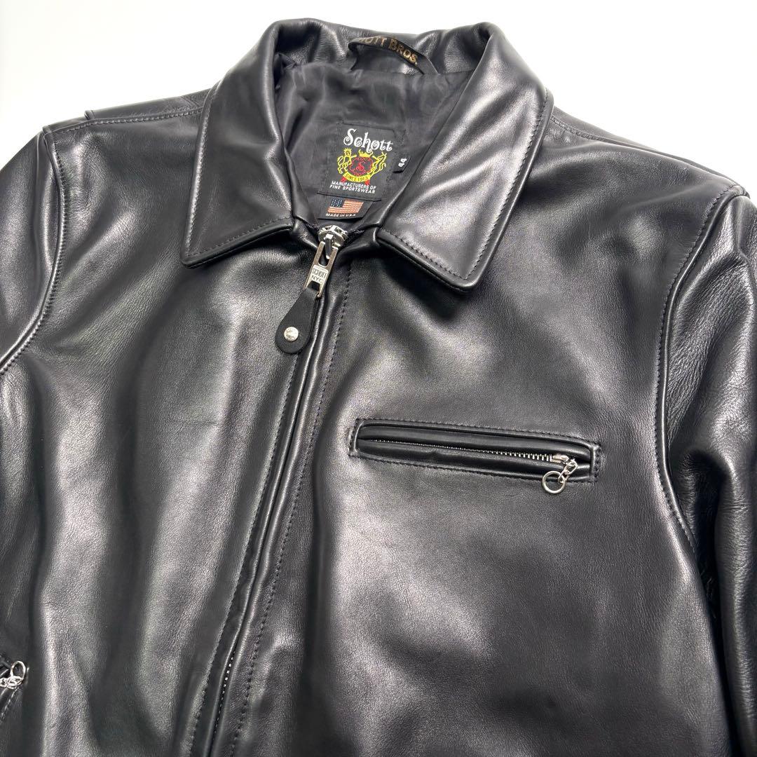 【米国製】SCHOTT レザー ライダースジャケット 黒 44 103US