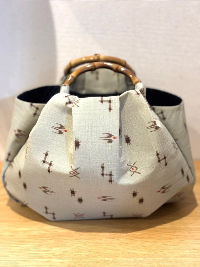 琉球柄　沖縄絣柄　モスグレー　和装バック・着物バック　入学卒業結婚式七五三振袖