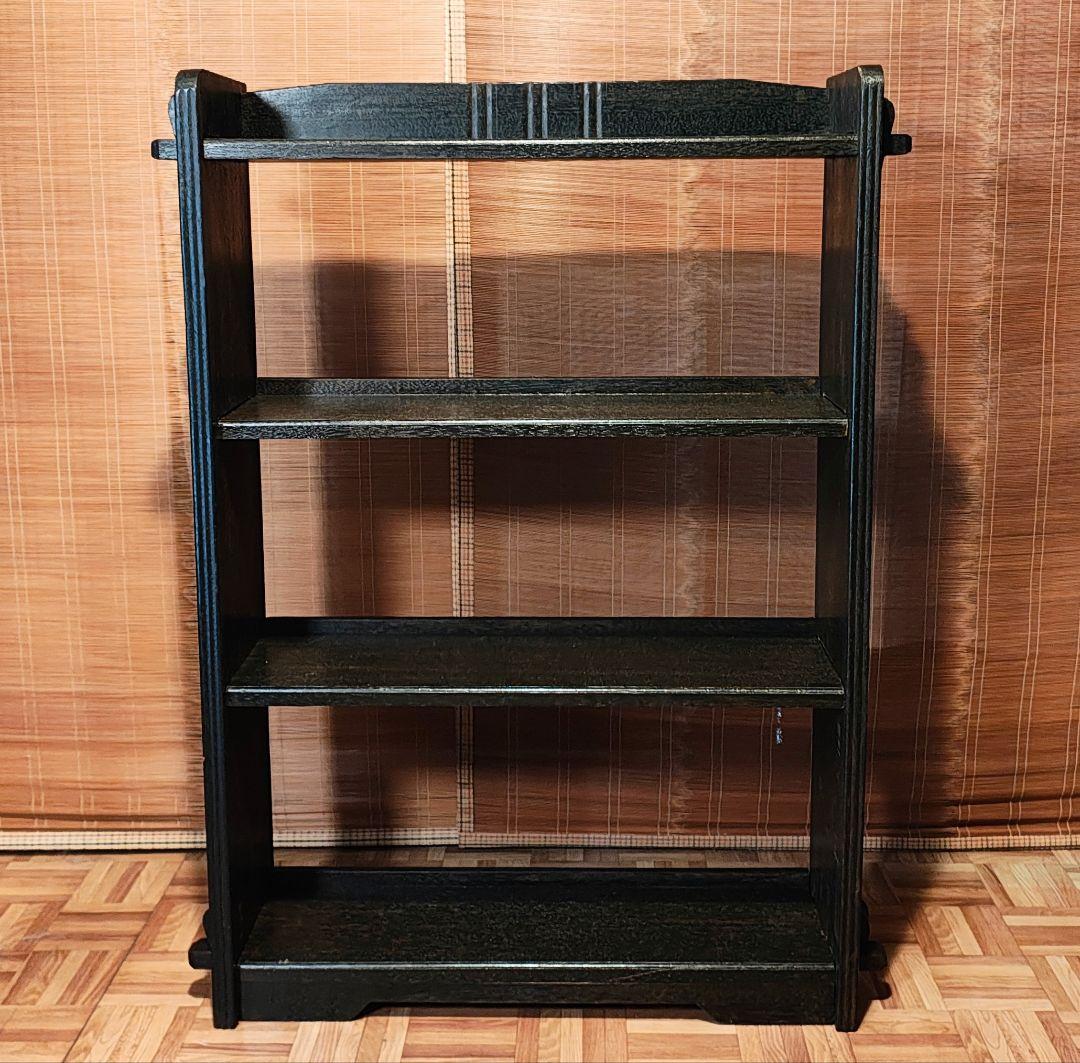 楔の木製本棚4段　オープンラック　昭和レトロ　古家具