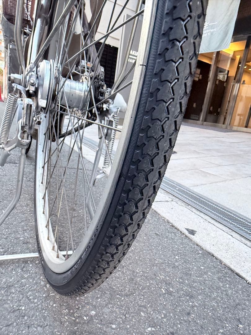 大阪府　パナソニック　電動アシスト自転車 ブラウン 前バスケット付き