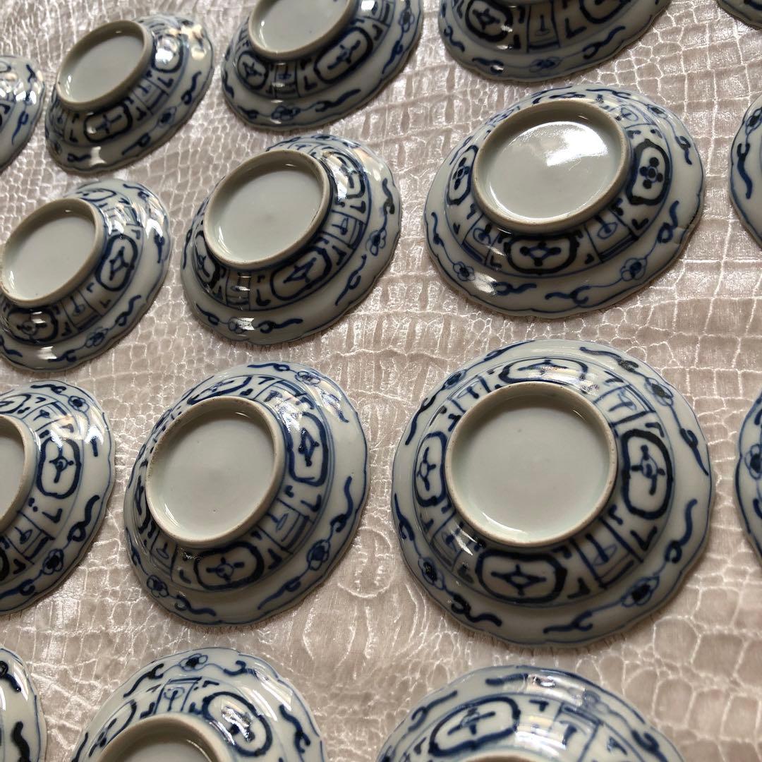 古伊万里 芙蓉手染付花鳥図手塩皿20枚　文化文政期