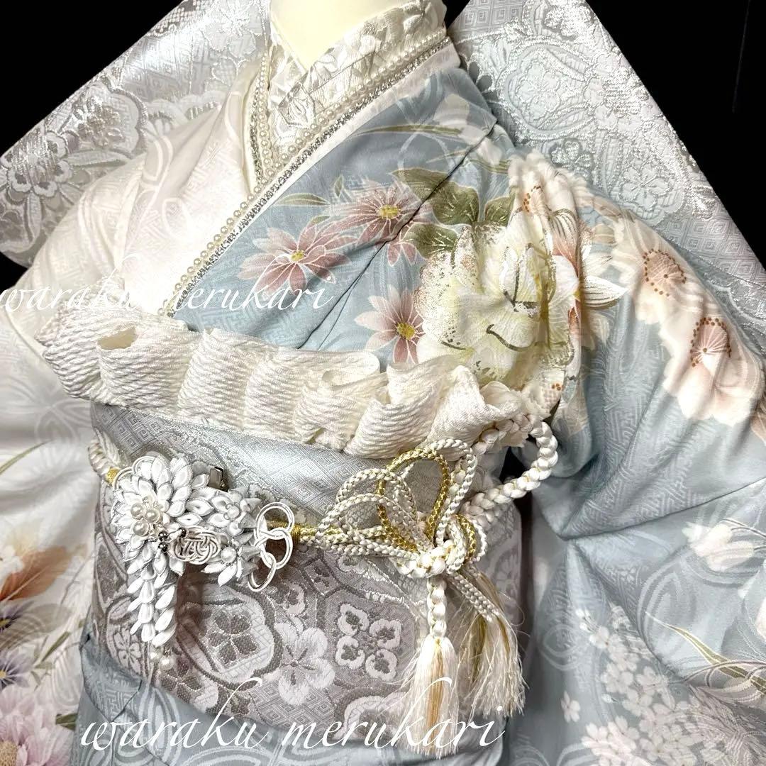 ♦︎くすみ振袖♦︎金彩加工♦︎豪華刺繍♦︎牡丹菊紋♦︎成人式♦︎フルセット♦︎フルオーダー特急