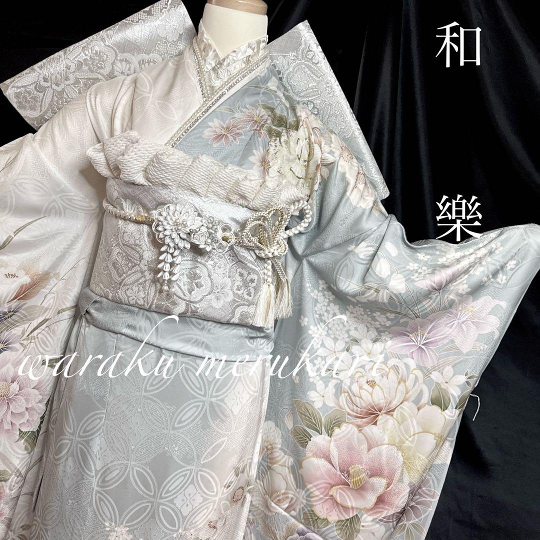 ♦︎くすみ振袖♦︎金彩加工♦︎豪華刺繍♦︎牡丹菊紋♦︎成人式♦︎フルセット♦︎フルオーダー特急