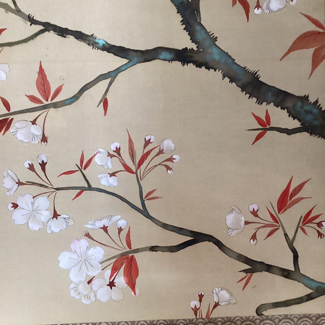 酒井抱一　絹本彩色画　《花鳥早　春　譜　》共箱《抱一画　法眼印》　模写　244