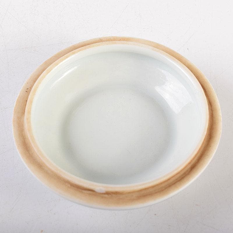 中国　成化年製款　五彩山水文　香合　時代箱　V　6998