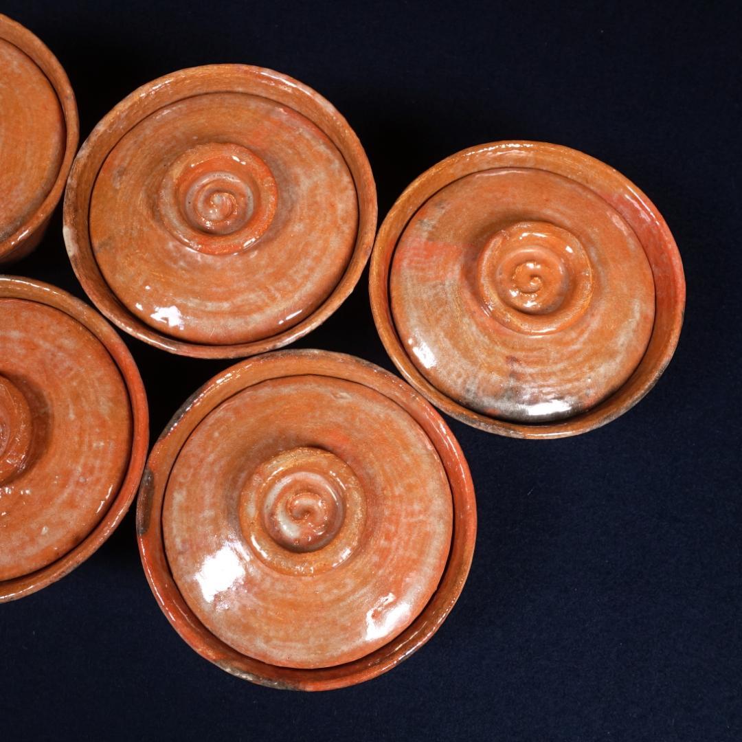 楽吉左衛門 覚々斎好 赤 蓋茶碗 蓋碗 向付 5客 共箱