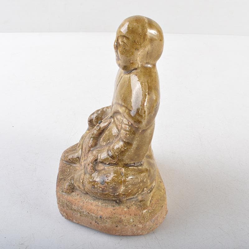 中国　耀州窯　青磁　仏像　人物像　置物　C　R6381