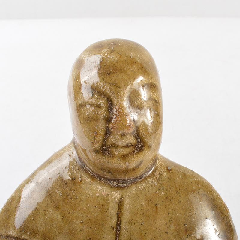 中国　耀州窯　青磁　仏像　人物像　置物　C　R6381