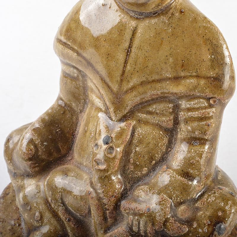 中国　耀州窯　青磁　仏像　人物像　置物　C　R6381