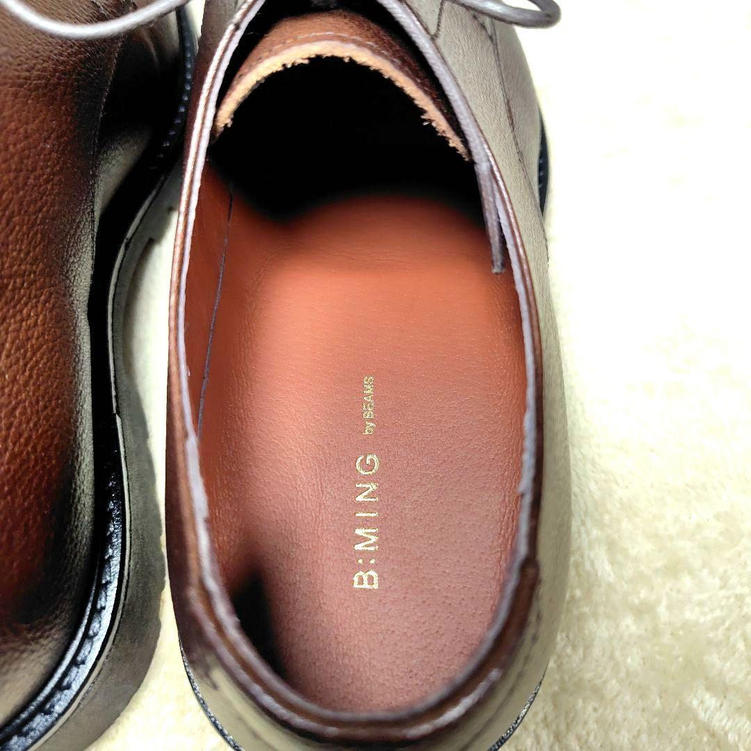未使用級 B:MING by BEAMS Uチップ シューズ　ビジネス ブラウン