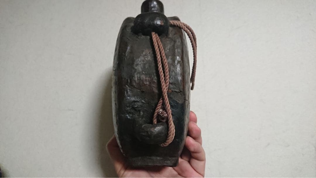 花器 李朝 扁壺 黒高麗 花入 漆塗 茶道 茶道具 華道 陶磁器 骨董 古美術