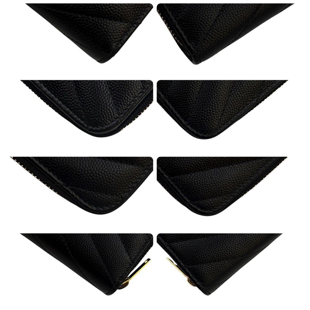 極美品 サンローラン 二つ折り財布 YSL 小銭入れ  カード キャビア