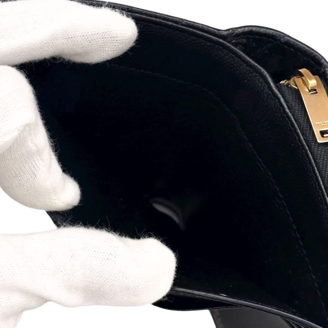 極美品 サンローラン 二つ折り財布 YSL 小銭入れ  カード キャビア
