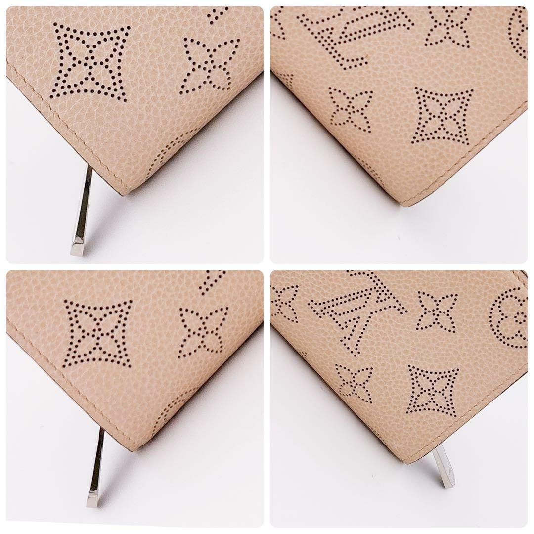 日本限定カラー★ルイヴィトン マヒナ クレア ピンクベージュ 二つ折り財布