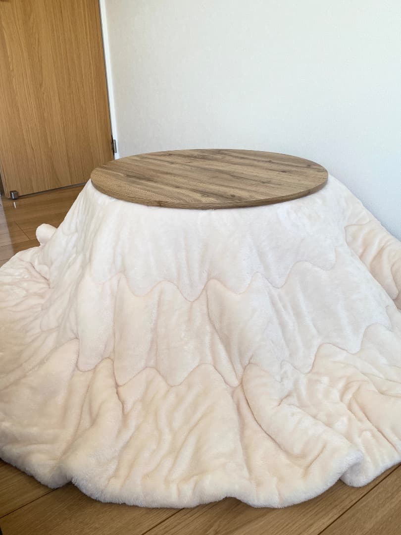 折りたたみ 丸型 こたつ＆布団セット・ナチュラル色 小さめ68cm