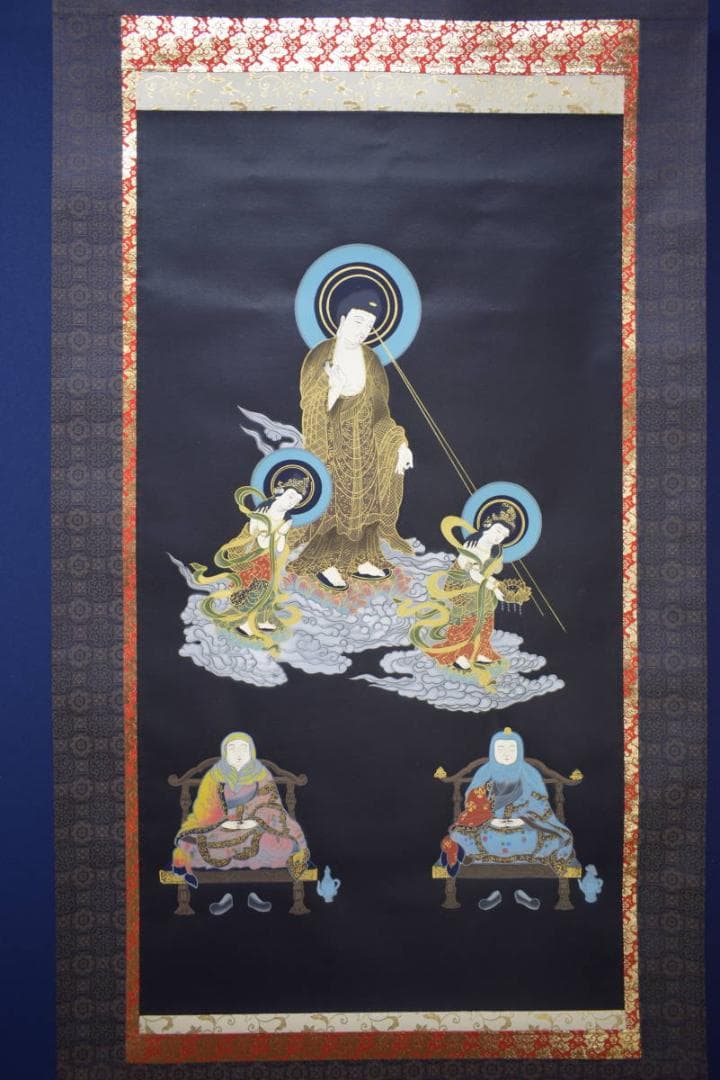 複製/天台宗/天台三尊仏図/三尊佛図/工芸/布袋屋掛軸HI-994