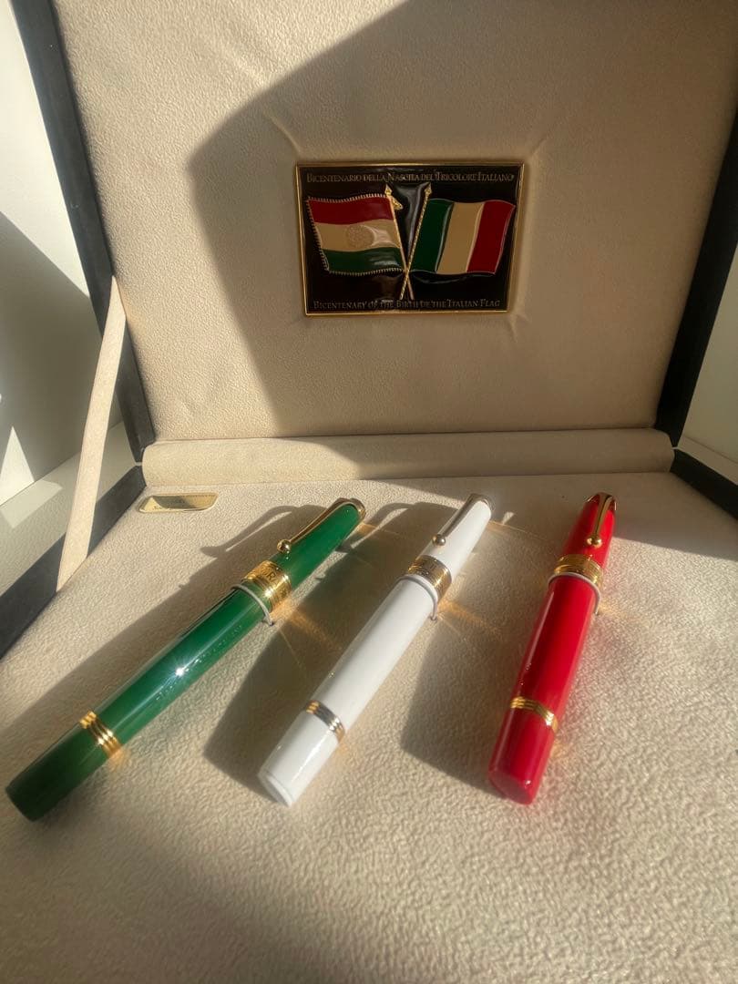 heyco　万年筆アウロラ　新品イタリアン・フラッグ緑白赤3本コンプリート