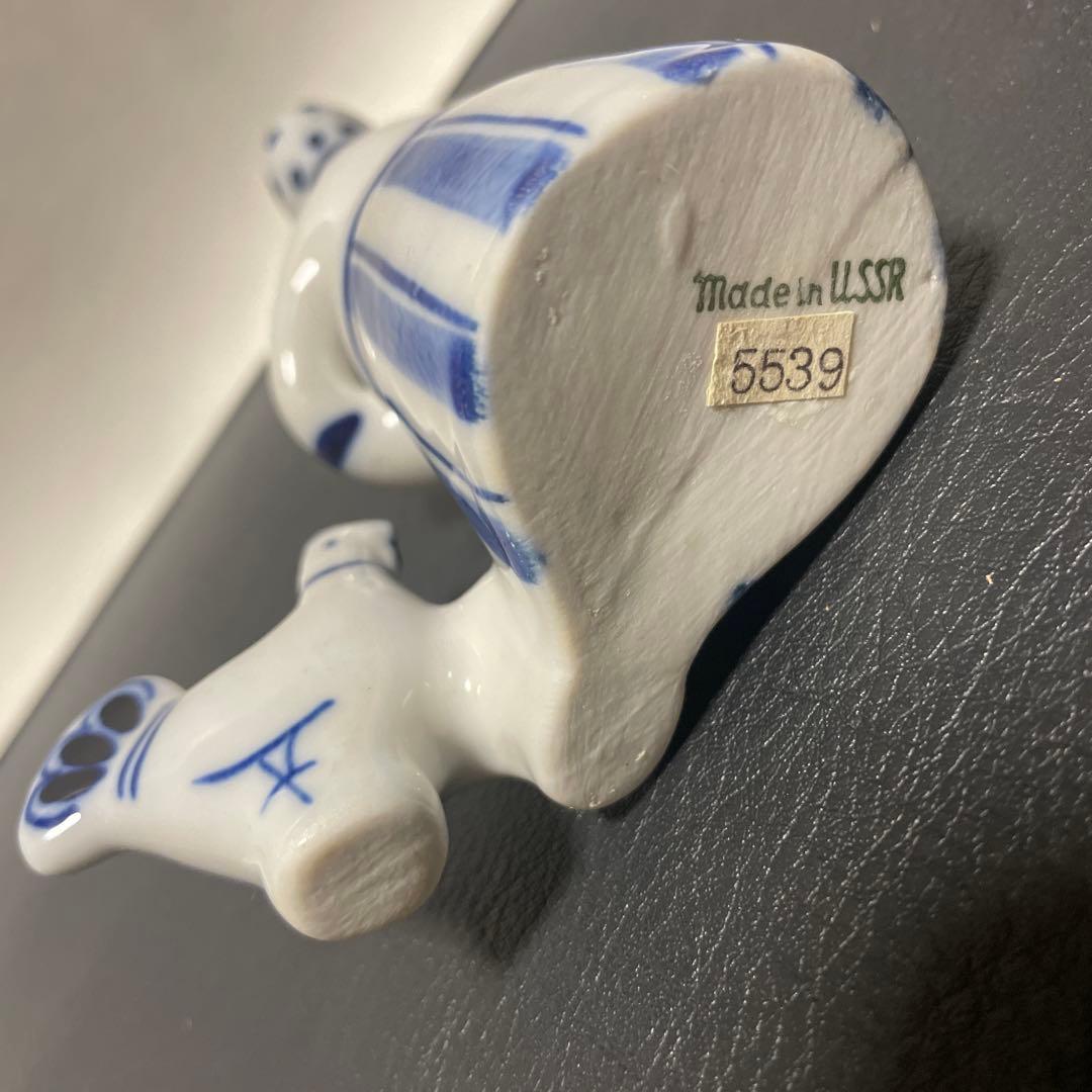 【希少】旧ソ連製 Gzhel グジェリ 陶磁器人Made in USSR ラベル