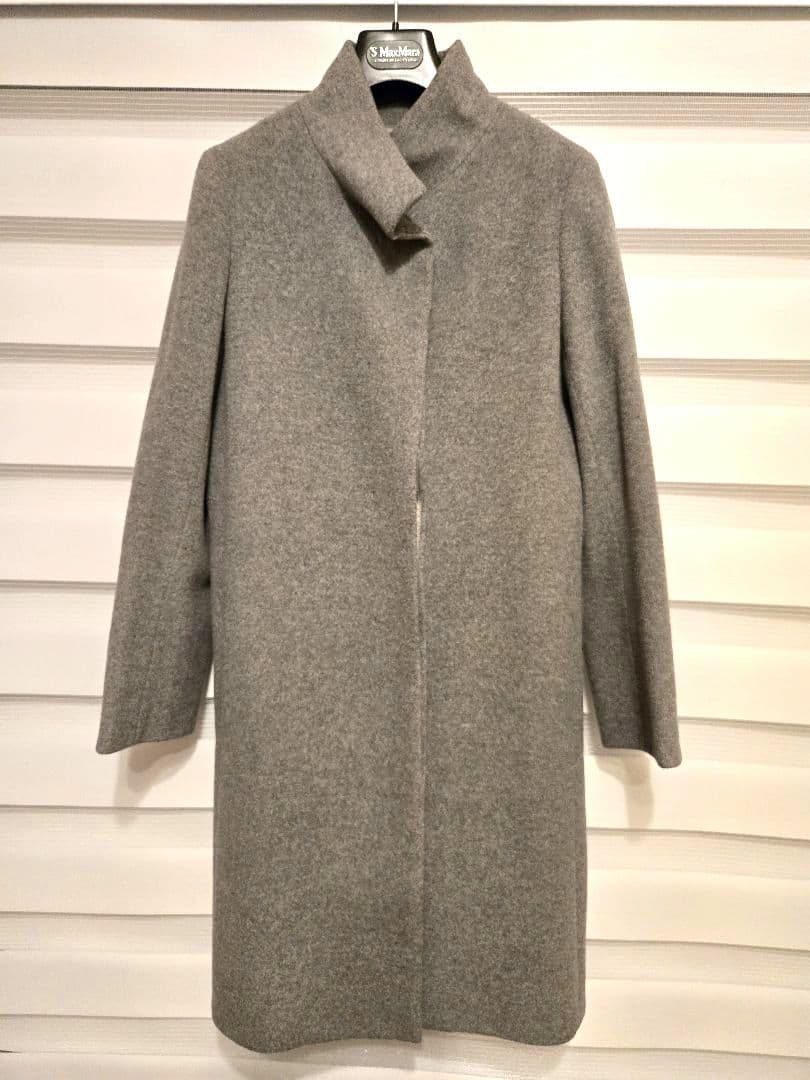 自由区　スタンドカラーウールコート