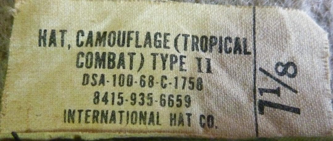 1968年 U.S. ジャングルハット グリーンリーフ size 7 1/8