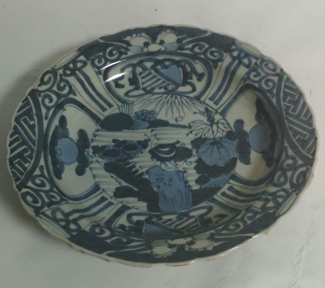 中国　明時代　染付　芙蓉　モンスターマスク　中国