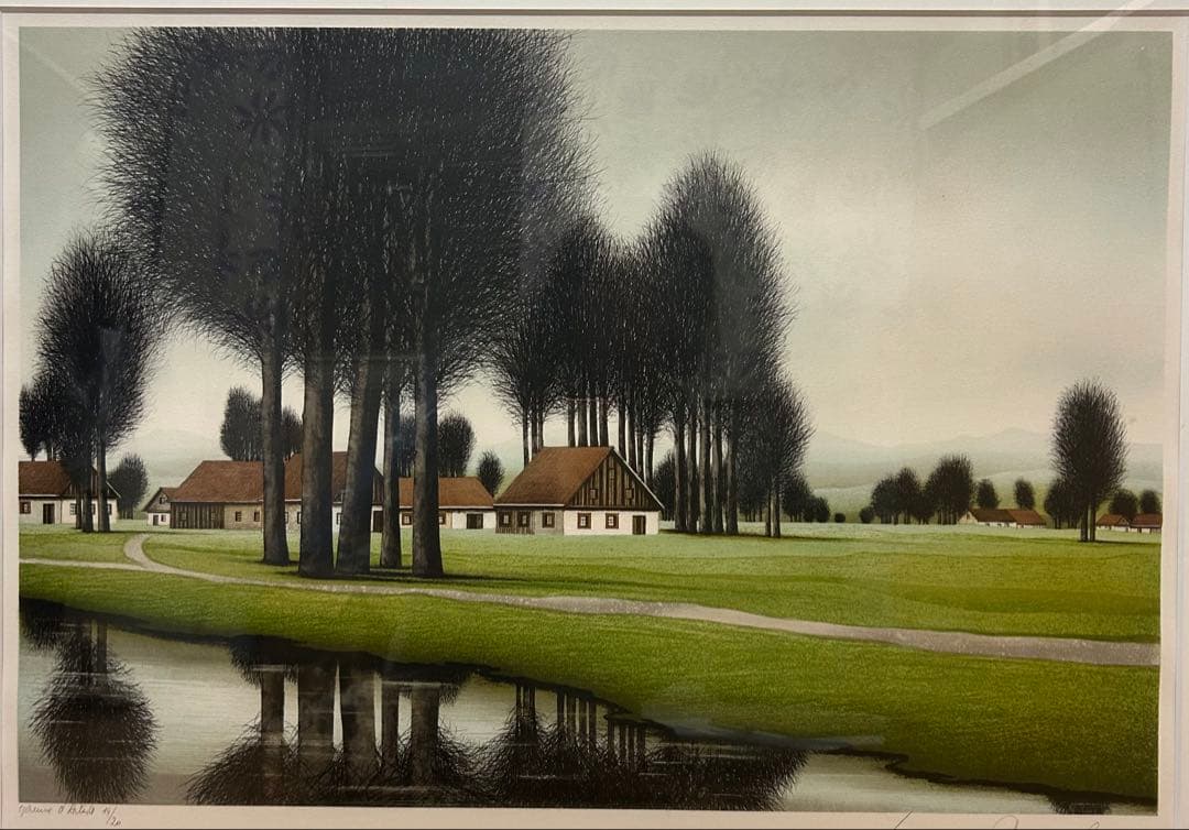 デペルト リトグラフ 田園風景　ゴルフクラブ