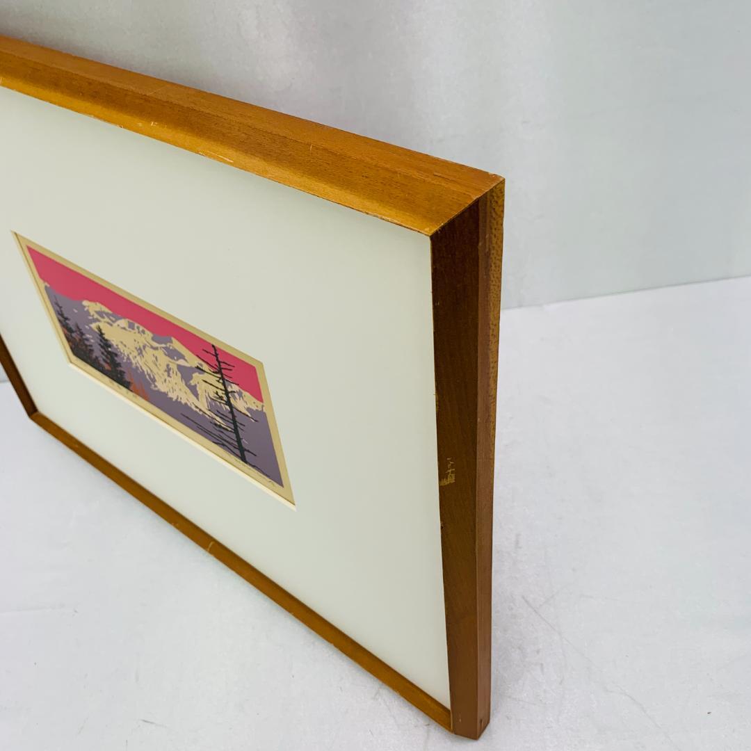 真作保証 本間武男 『十勝岳夕映』 シルクスクリーン 額装 サイン入 限定部数