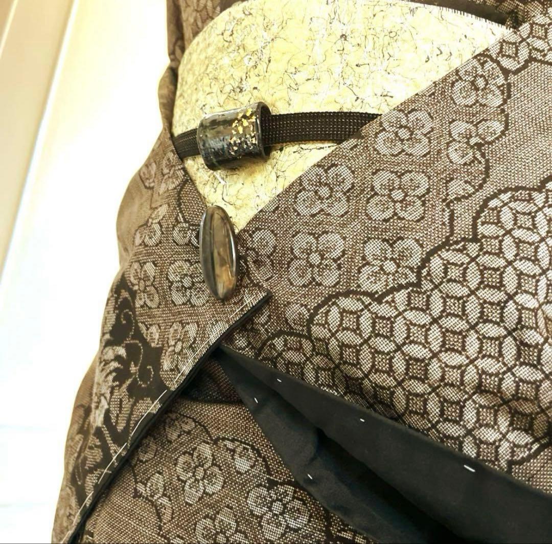 本場奄美大島紬 古代染泥染 雲取り 焦げ茶ブラック 証紙有り しつけ付き