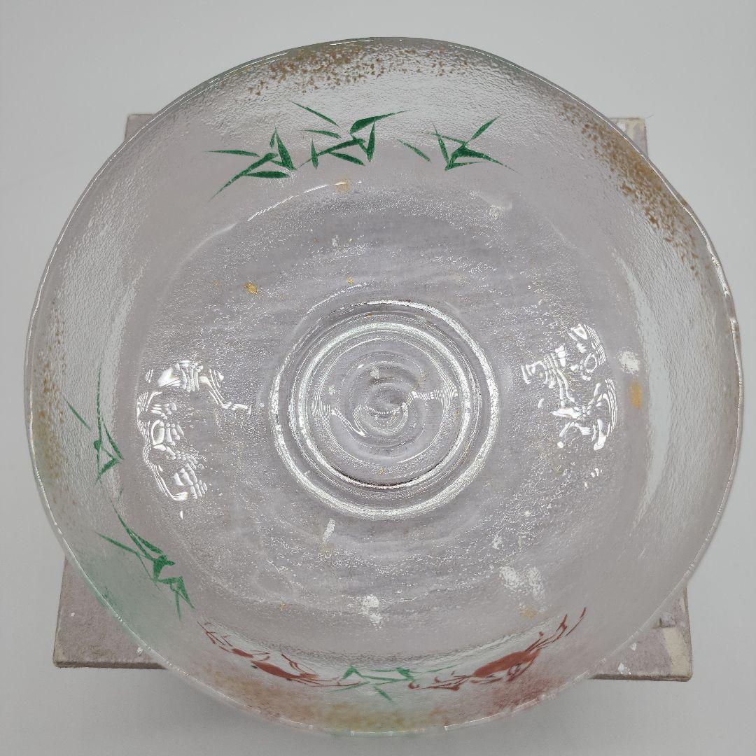 茶道具 【広畑久仁彦】蟹図 ガラス 平茶碗 紙箱 義山 夏茶碗