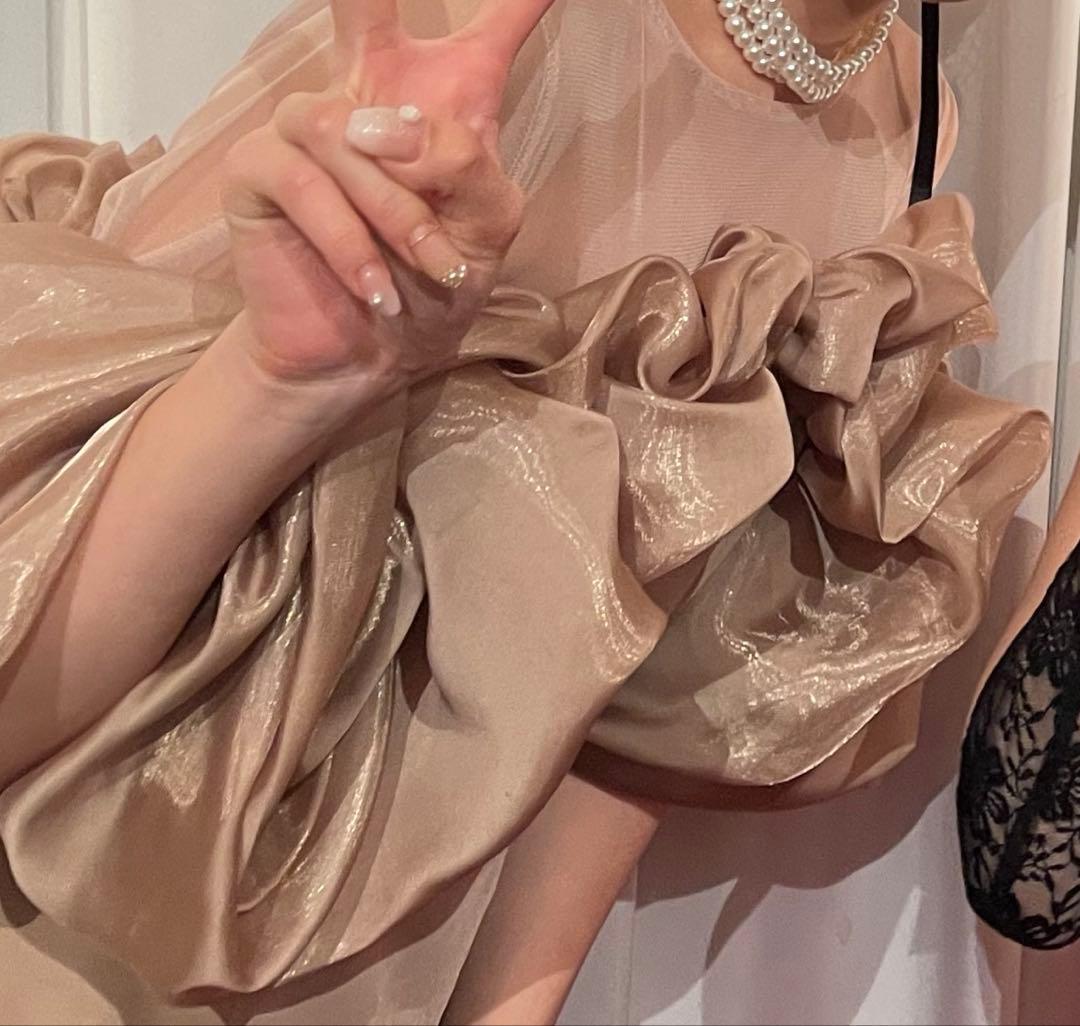【実物着画あり】My shawty ドレス　お呼ばれ　結婚式　ベージュ