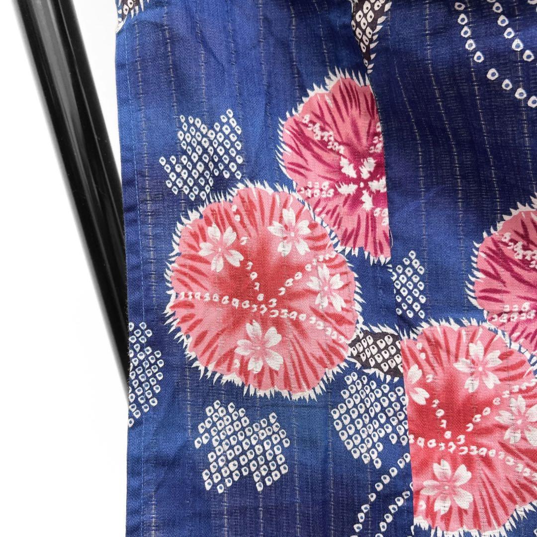 浴衣　綿絽　蜻蛉　朝顔　桜　鹿の子　水波紋　着物　074a d