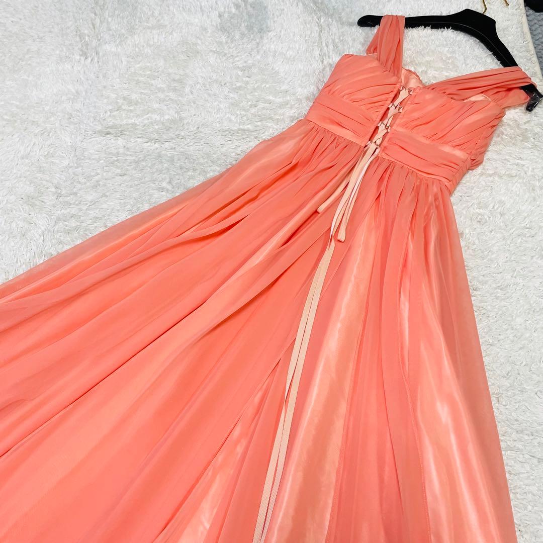 希少✨エメ✨ステージドレス　演奏会 9号　サーモンピンク　ギャザーフレア