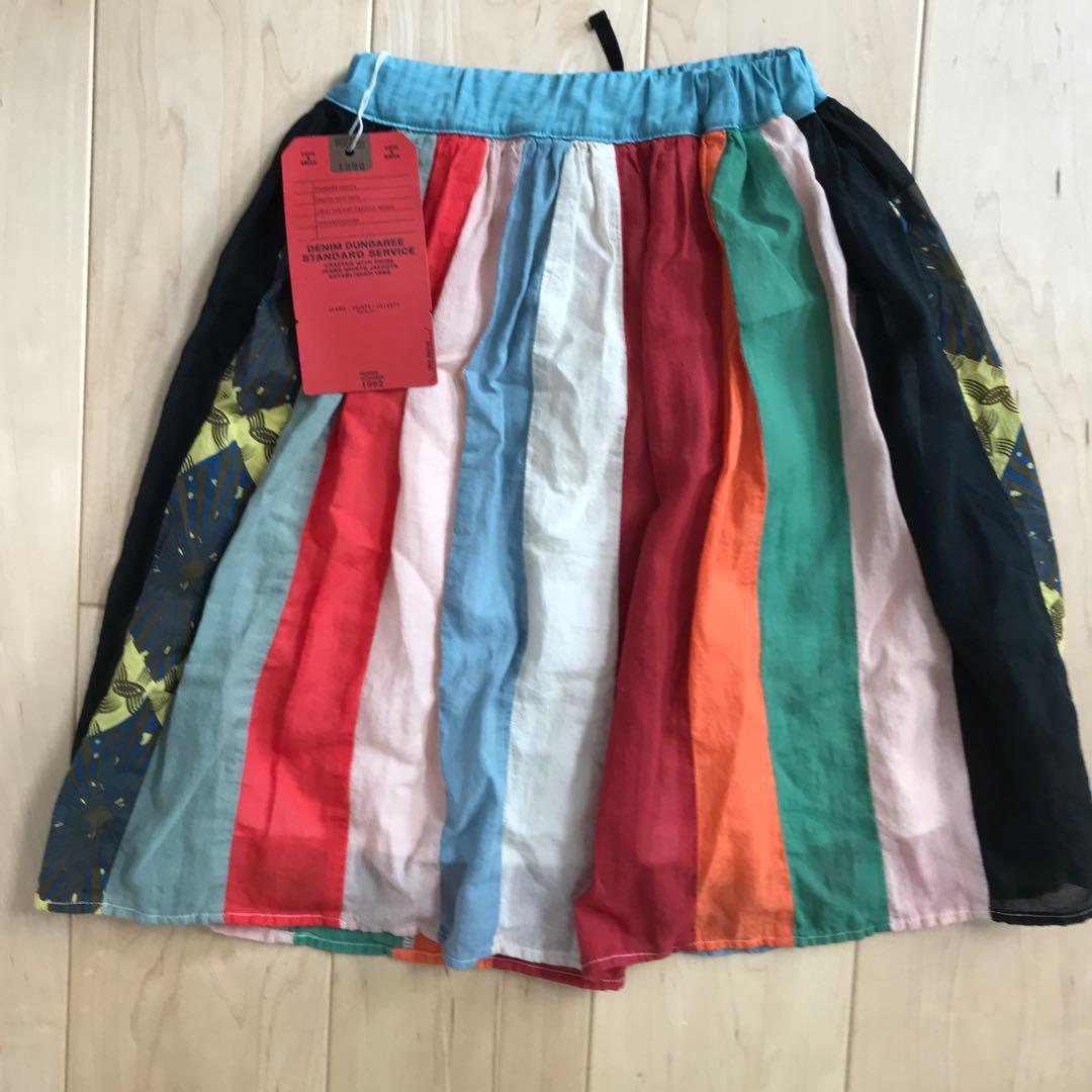 新品 denim dungaree パッチワークスカート 120