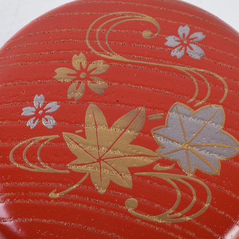 茶道具　朱塗　花草蒔絵　中棗　表千家即中斎花押　合わせ箱　V　8741