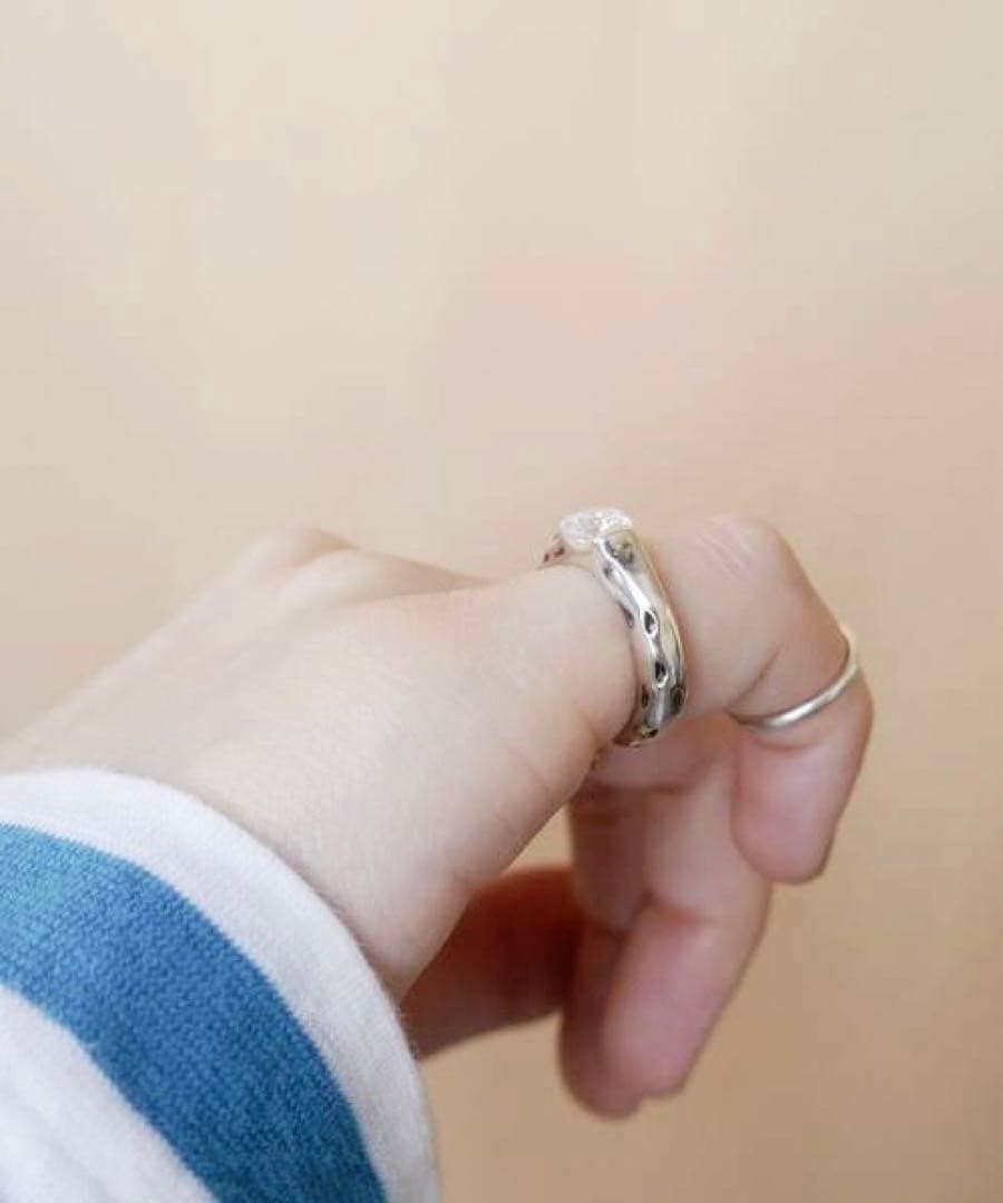 【ギャランティ有り】e.m. ジルコニア ピンキーリング 5号【美品】