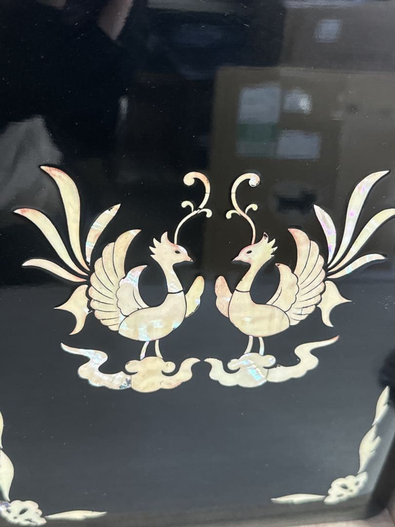 輪島塗　天平柄鳳凰図文様・螺鈿細工硯箱 共は箱