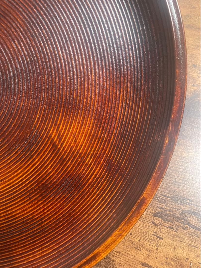 木製漆器　丸盆5客　36cm 独楽盆　お盆