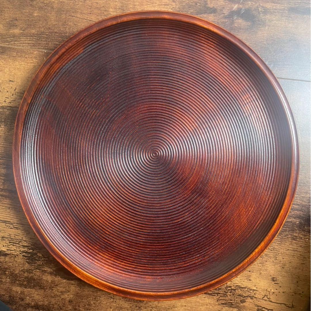 木製漆器　丸盆5客　36cm 独楽盆　お盆