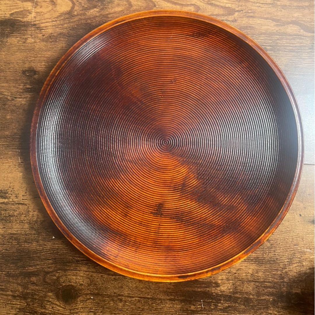 木製漆器　丸盆5客　36cm 独楽盆　お盆