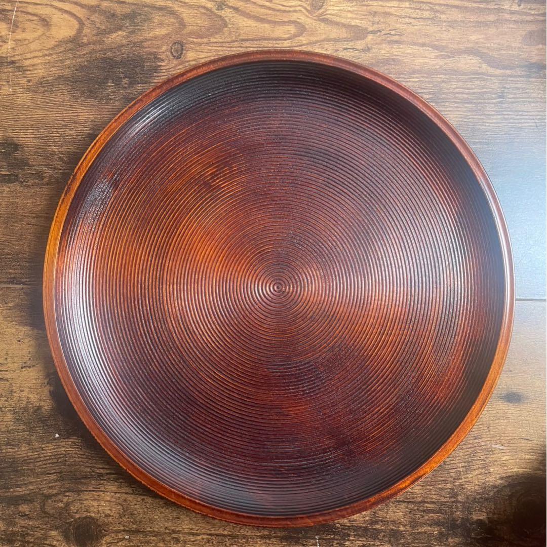 木製漆器　丸盆5客　36cm 独楽盆　お盆