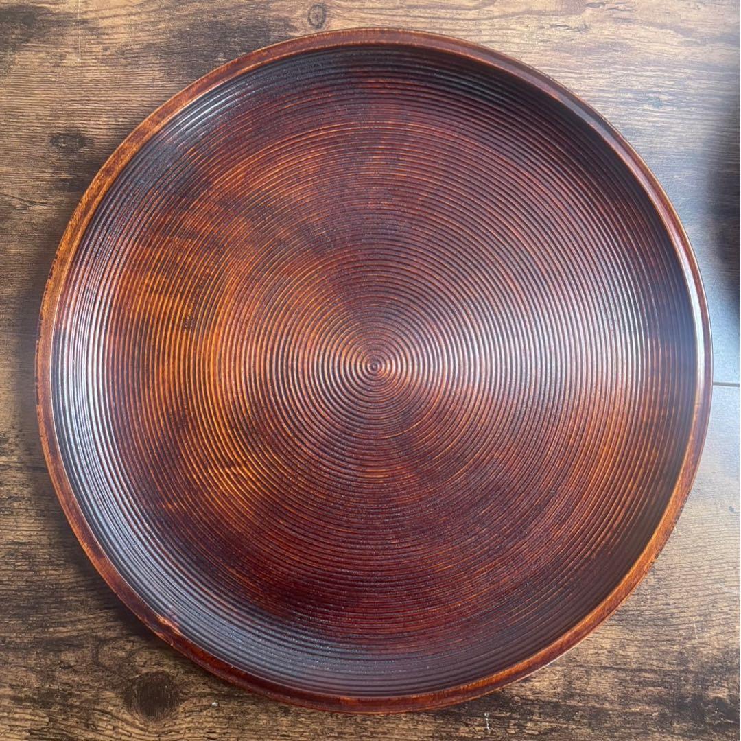 木製漆器　丸盆5客　36cm 独楽盆　お盆