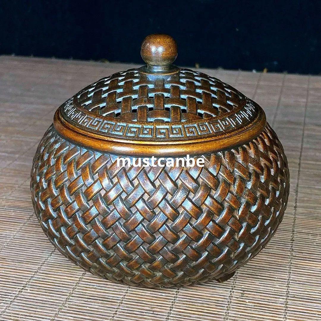 銅製 香炉 網蓋格子薫香炉 茶道香炉 装飾品 工芸品 置物
