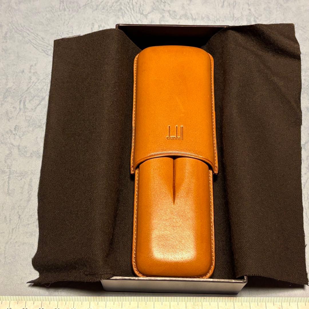 dunhill レザー　シガーケース ブラウン　スペイン製