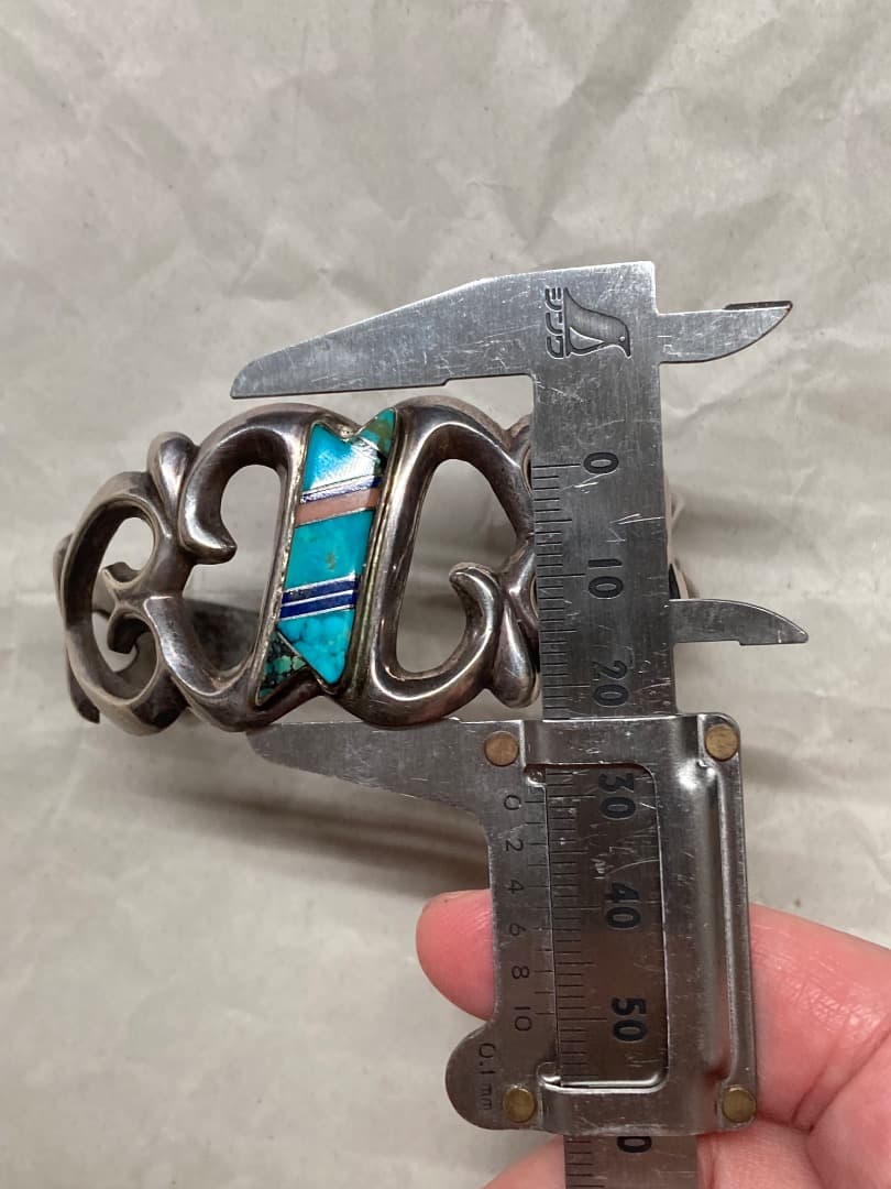 刻印 インディアン F.L.BEGAY インレイ ターコイズ シルバー バングル