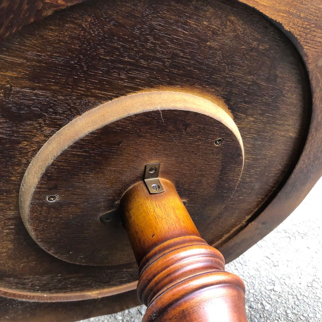 マホガニー無垢材 コーヒーテーブル アンティーク調木彫装飾 美しい木目のテーブル